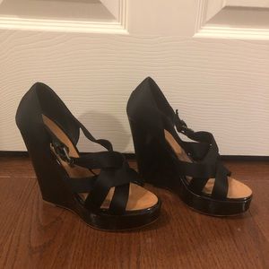 Giuseppe Zanotti Black Patent Platform Sandals